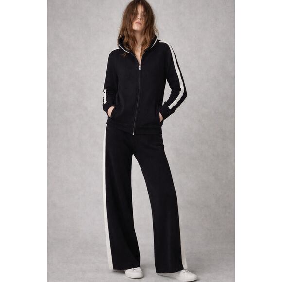 St. John Pants - Vintage St. John Sport Track Suit Set Hoodie Santana Knit Wide Leg Stripe Small